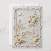 Faux Embossed Ivory Floral Scenic Relief Wedding Kaart (Achterkant)