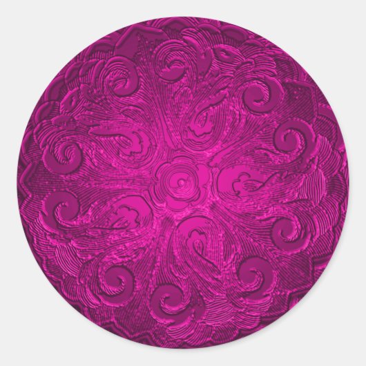 Faux Embossed Kijk  af, warm roze Ronde Sticker (Voorkant)