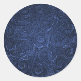 Faux Embossed Kijk , blauw Ronde Sticker