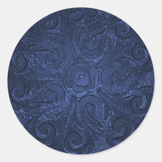 Faux Embossed Kijk , blauw Ronde Sticker (Voorkant)