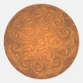 Faux Embossed Kijk , Oranje Ronde Sticker