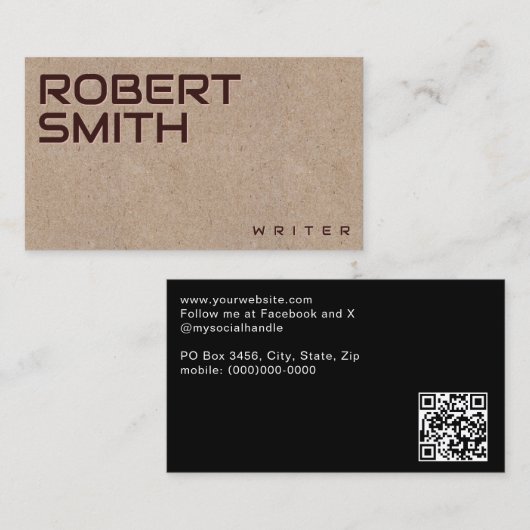 Faux Embossed Kraft Paper Style Visitekaartje (Voorkant / Achterkant)