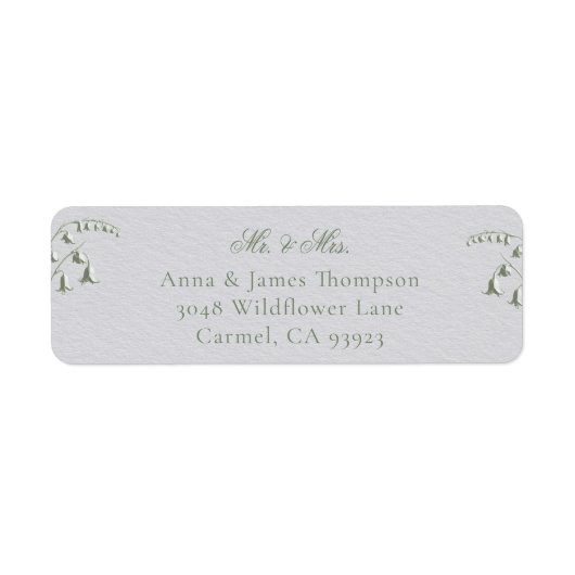 Faux Embossed Lily Valley Classic Adreslabel Etiket (Voorkant)