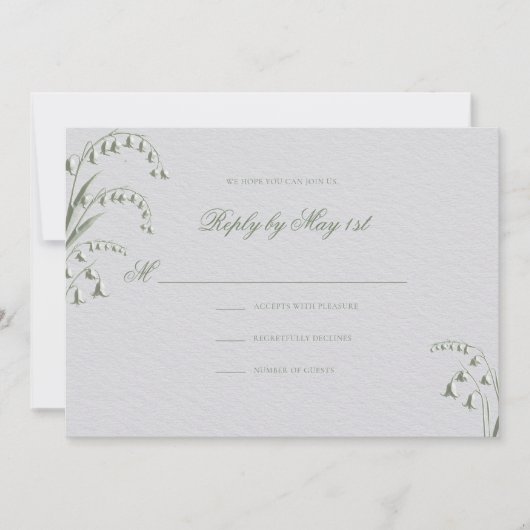 Faux Embossed Lily Valley Green Wedding Response (Voorkant)