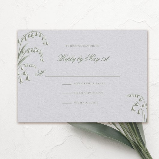 Faux Embossed Lily Valley Green Wedding Response