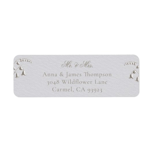 Faux Embossed Lily Valley Retour Adres Label (Voorkant)