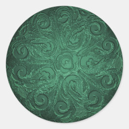 Faux Embossed look  Seal Emerald Green Ronde Sticker