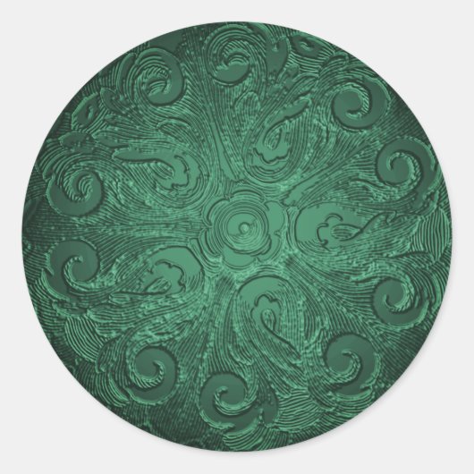 Faux Embossed look  Seal Emerald Green Ronde Sticker (Voorkant)