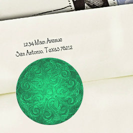 Faux Embossed look  Seal, Green Ronde Sticker