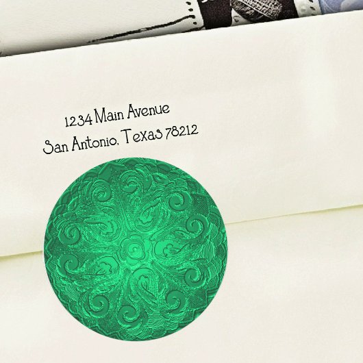 Faux Embossed look  Seal, Green Ronde Sticker