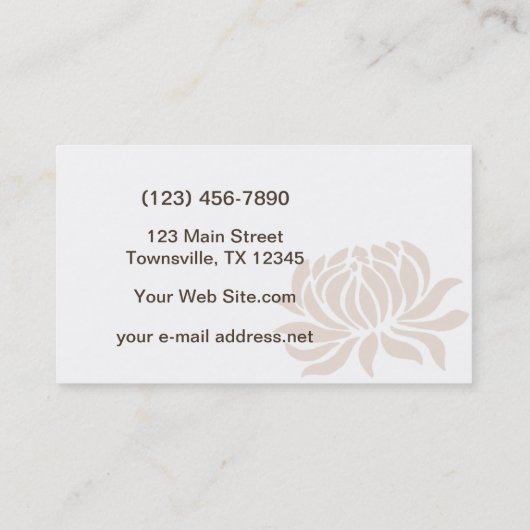 Faux Embossed Lotus Flower Graphic Visitekaartje (Achterkant)