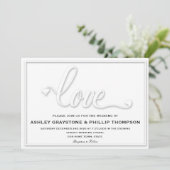 Faux Embossed Love Huwelijksuitnodiging Kaart (Staand voorkant)