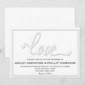 Faux Embossed Love Huwelijksuitnodiging Kaart (Voorkant / Achterkant)