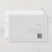 Faux Embossed Orchidee Lijst Ivoor Beantwoorden Hu RSVP Kaartje (Voorkant)