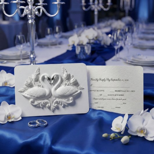 Faux Embossed Plaster Swans Heart Relief RSVP Kaartje