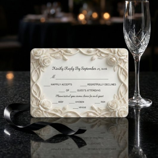 Faux Embossed Plaster White Floral Relief RSVP Kaartje