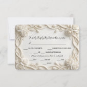 Faux Embossed Plaster White Floral Relief RSVP Kaartje (Voorkant)