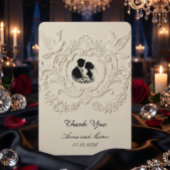 Faux Embossed Relief Cameo Silhouette Wedding Bedankkaart