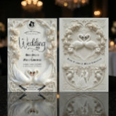 Faux Embossed Relief Sculpted Swans Wedding  Kaart