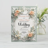 Faux Embossed Romantic Floral Summer Wedding Kaart (Staand voorkant)
