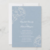 Faux Embossed Roses Blue Formal Classic Wedding Kaart (Voorkant)