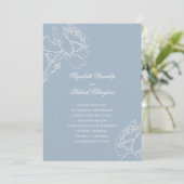 Faux Embossed Roses Blue Formal Classic Wedding Kaart (Staand voorkant)