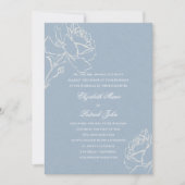 Faux Embossed Roses Blue Formal Parents Wedding Kaart (Voorkant)