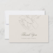 Faux Embossed Roses Ecru Classic Formal Wedding Bedankkaart (Voorkant)