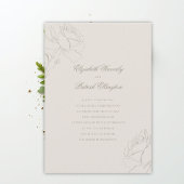 Faux Embossed Roses Ecru Modern Classic Wedding Kaart