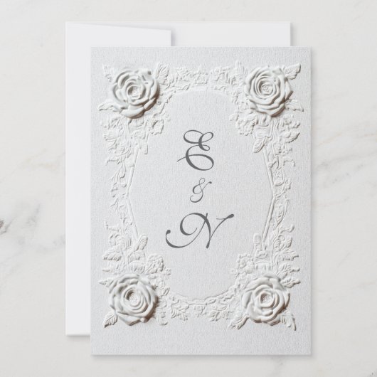  Faux Embossed Roses Elegant Script Formal Wedding Kaart (Achterkant)