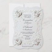  Faux Embossed Roses Script Elegant Formal Wedding Kaart (Voorkant)