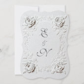  Faux Embossed Roses Script Elegant Formal Wedding Kaart (Achterkant)