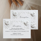 Faux Embossed Roses Script Reception Wedding Informatiekaartje