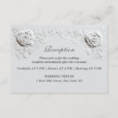 Faux Embossed Roses Script Reception Wedding Informatiekaartje (Voorkant)