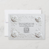 Faux Embossed Rozen Elegant Script QR Code Wedding RSVP Kaartje (Achterkant)