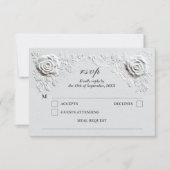 Faux Embossed Rozen Elegant Script Wedding RSVP Kaartje (Voorkant)