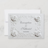 Faux Embossed Rozen Elegant Script Wedding RSVP Kaartje (Achterkant)