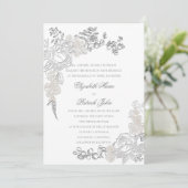 Faux Embossed Rozen Lijst Formele Ouders Trouwen Kaart (Staand voorkant)