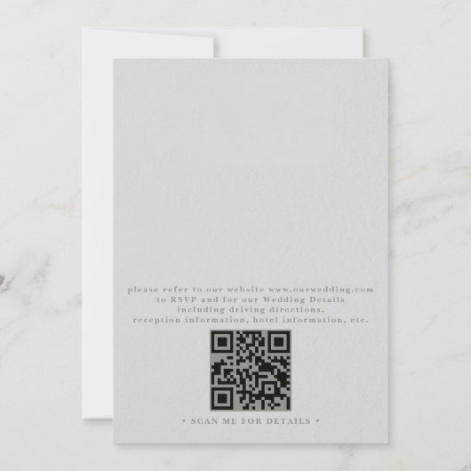 Faux Embossed Seashell Formal QR Code Wedding Kaart (Achterkant)