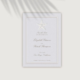 Faux Embossed Starfish Coastal Formal Wedding Save The Date