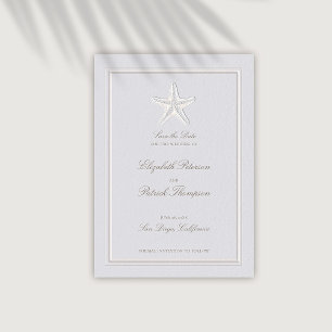 Faux Embossed Starfish Coastal Formal Wedding Save The Date