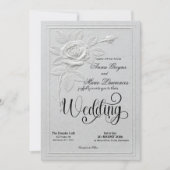 Faux Embossed White Rose Formal Wedding Kaart (Voorkant)
