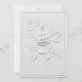 Faux Embossed White Rose Formal Wedding Kaart (Achterkant)