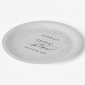 Faux Embossed White Roses Bridal Shower  Papieren Bordje (Gekanteld)