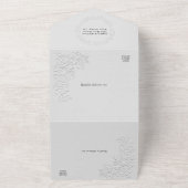 Faux Embossed White Roses Wedding  All In One Uitnodiging (Buitenkant)