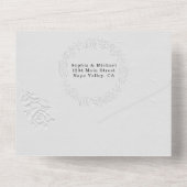 Faux Embossed White Roses Wedding  All In One Uitnodiging (Achterkant)