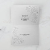 Faux Embossed White Roses Wedding  Bedankkaart (Binnen)