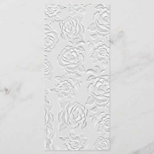 Faux Embossed White Roses Wedding Flat Menu (Achterkant)