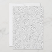 Faux Embossed White Roses Wedding Invitation Kaart (Achterkant)