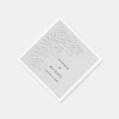 Faux Embossed White Roses Wedding Napkins Servet (Hoek)